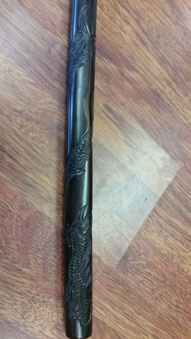 40180 Bokken with Rounded Tip & Etched Dragon Spiral Made of Kamagong Wood