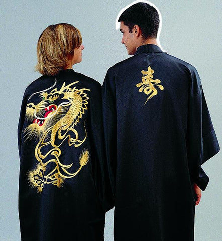 13401 Japanese Kimono with Gold Embroidered Dragon