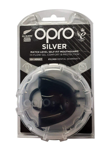 F3411      ~ OPRO NZR SILVER MOUTHGUARD BLK