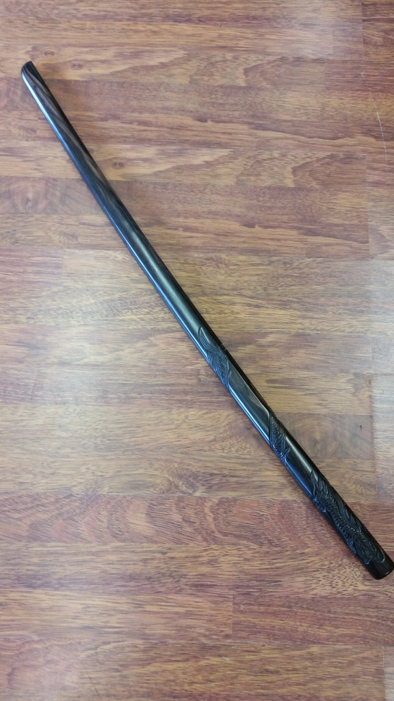 40180 Bokken with Rounded Tip & Etched Dragon Spiral Made of Kamagong Wood