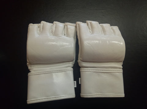 21202 MMA GLOVES LEATHER - WHITE(NO THUMB)